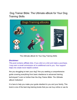 Dog Trainer Bible_ The Ultimate eBook For Your Dog Training Skills