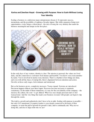 Karina and Zeeshan Hayat - Growing with Purpose - How to Scale Without Losing Your Identity