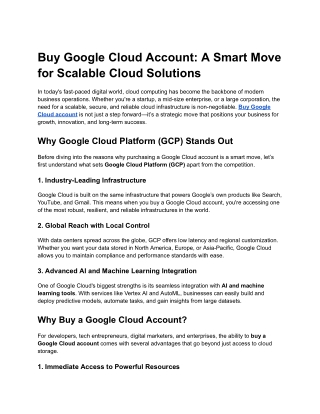 Buy Google Cloud Account_ A Smart Move for Scalable Cloud Solutions