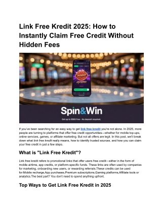 Link Free Kredit 2025_ How to Instantly Claim Free Credit Without Hidden Fees