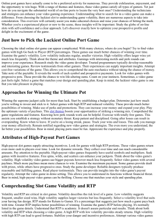 Luckiest  Web-based  Slots Game -  Finding the  Maximum Jackpot Experience