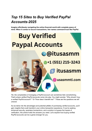 Top 15 Sites to Buy Verified PayPal Accounts-2025