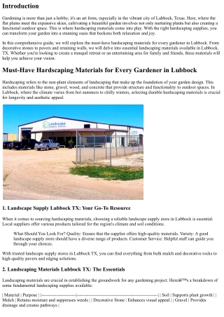Must-Have Hardscaping Materials for Every Gardener in Lubbock