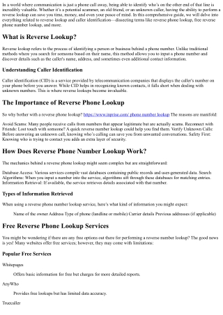 Reverse Lookup: What You Need to Know About Caller Identification