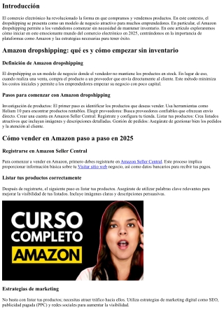 Amazon dropshipping: Iniciando sin inventario en 2025