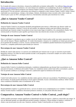 Comparativa: Amazon Vendor Central vs Seller Central, ¿cuál elegir?