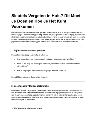 Sleutels Vergeten in Huis