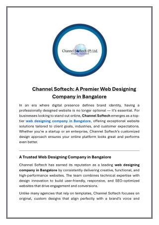 Channel Softech A Premier Web Designing Company in Bangalore