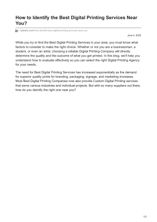 How to Identify the Best Digital Printing Services Near You?