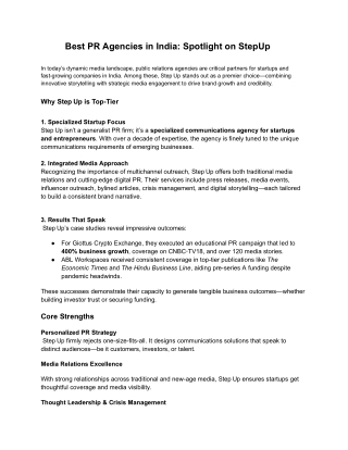 Top PR Agency in India for Startups – Step Up