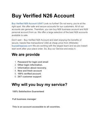 Buy Verified N26 Account
