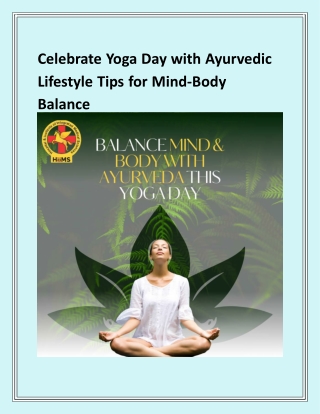 Celebrate Yoga Day with Ayurvedic Lifestyle Tips for Mind-Body Balance
