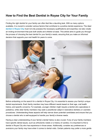 How to Find the Best Dentist in Royse City for Your Family