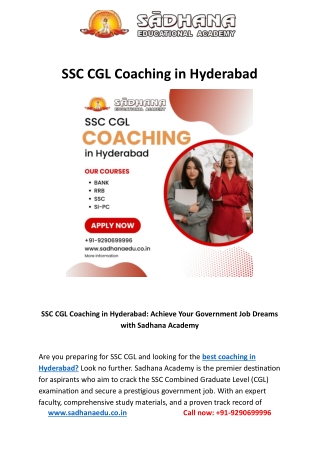 SSC CGL Coaching in Hyderabad