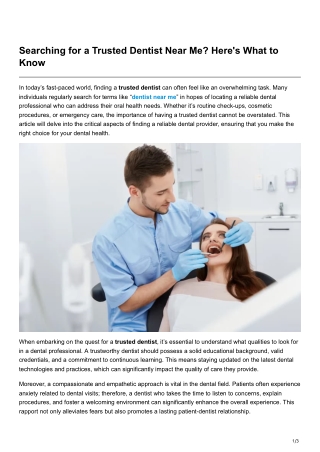 Searching for a Trusted Dentist Near Me Here's What to Know