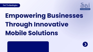 Mobile App Development Solution - Sai Technologies