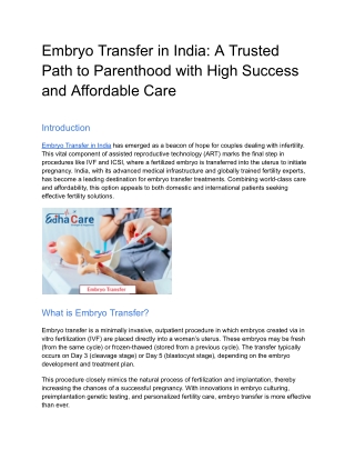 Embryo Transfer in India