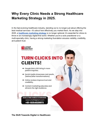 Why Every Clinic Needs a Strong Healthcare Marketing Strategy in 2025.