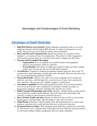 Advantages and Disadvantages of Email Marketing