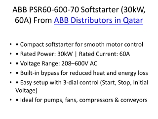 ABB PSR60-600-70 Softstarter (30kW, 60A) from AMPS Electric trading