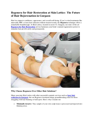 The Future of Hair Rejuvenation in Gurgaon