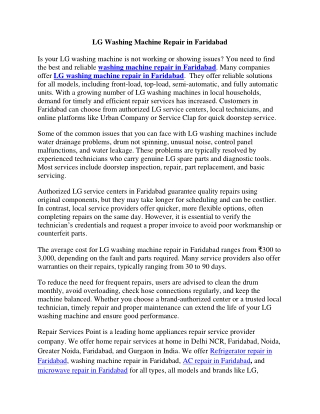 LG washing machine repair in Faridabad