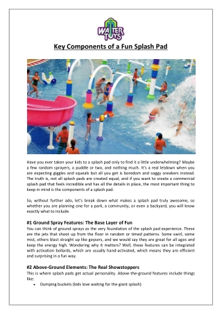 Empex Watertoys® - Key Components of a Fun Splash Pad