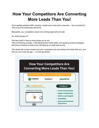 How Your Competitors Are Converting More Leads Than You!