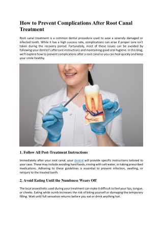 How to Prevent Complications After Root Canal Treatment