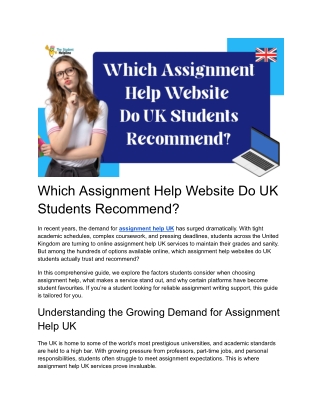 Which Assignment Help Website Do UK Students Recommend