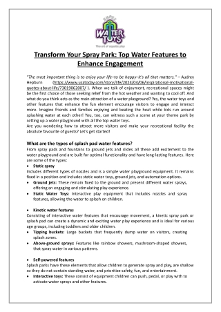 Empex Watertoys® - Transform Your Spray Park Top Water Features to Enhance Engagement