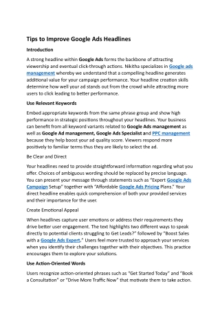 Tips to Improve Google Ads Headlines