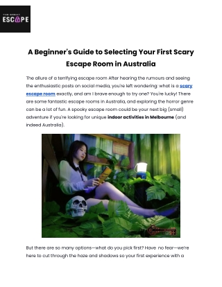 A Beginner's Guide to Selecting Your First Scary Escape Room in Australia