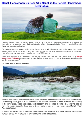 Manali Honeymoon Diaries