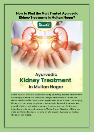 How to Find the Most Trusted Ayurvedic Kidney Treatment in Multan Nagar?