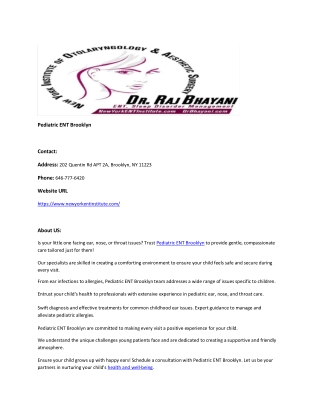 Pediatric ENT Brooklyn