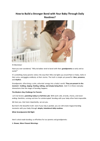 How to Build a Stronger Bond with Your Baby Through Daily Routines