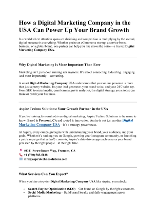 How a Digital Marketing Company in the USA Can Power Up Your Brand Growth