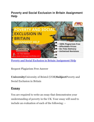 Poverty and Social Exclusion in Britain Assignment Help