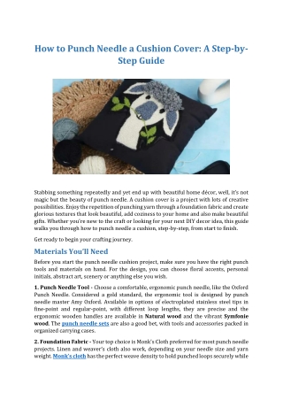 How to Punch Needle a Cushion Cover