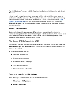 CRM Software Providers in UAE