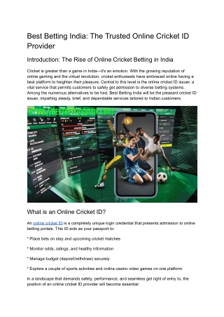 Best Betting India_ The Trusted Online Cricket ID Provider