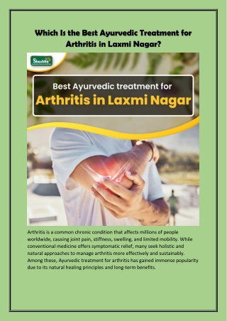 Which Is the Best Ayurvedic Treatment for Arthritis in Laxmi Nagar?