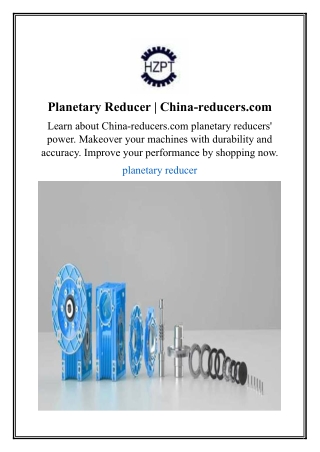 Planetary Reducer | China-reducers.com