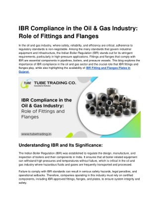 IBR Compliance in the Oil & Gas Industry_ Role of Fittings and Flanges