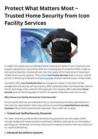 Protect What Matters Most – Trusted Home Security from Icon Facility Services
