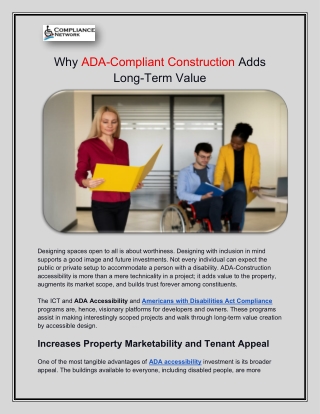 Why ADA-Compliant Construction Adds Long-Term Value