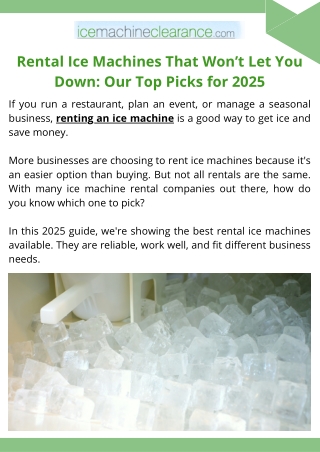 Rental Ice Machines That Won’t Let You Down Our Top Picks for 2025