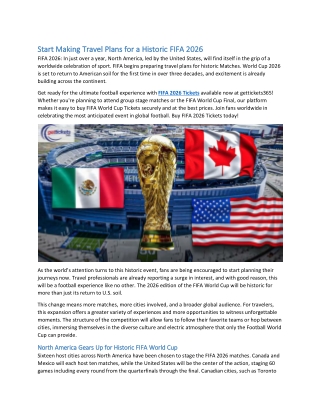 Start Making Travel Plans for a Historic FIFA 2026