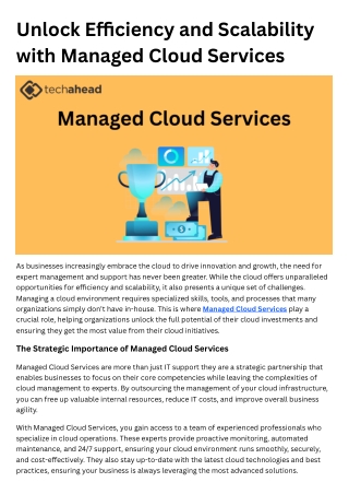 Unlock Efficiency and Scalability with Managed Cloud Services
